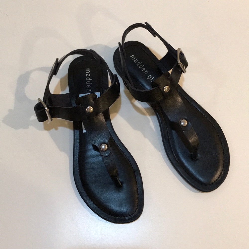 Madden Girl Leather T-Strap Sandals